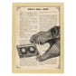 Poster de Dinosaurio con casete. Láminas de animales con definiciones. Regalo para los amantes de los animales.-Artwork-Nacnic-A3-Marco Madera clara-Nacnic Estudio SL