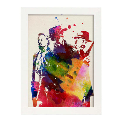 Poster de Django. Láminas de cine, películas, y actores. Posters de películas antiguas con estilo acuarela.-Artwork-Nacnic-A4-Marco Blanco-Nacnic Estudio SL