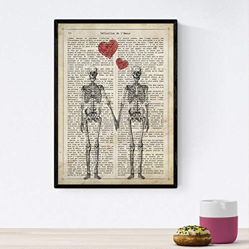 Poster de Dos esqueletos. Láminas de calaveras. Decoración de hogar.-Artwork-Nacnic-Nacnic Estudio SL