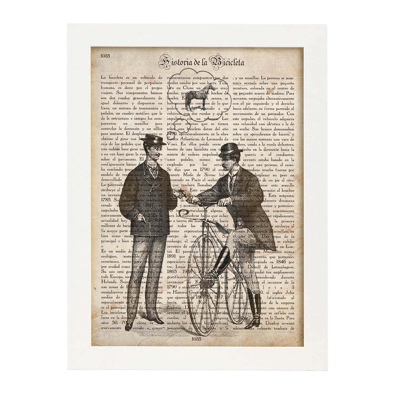 Poster de Dos hombres y una bici. Láminas de bicicletas definiciones.-Artwork-Nacnic-Nacnic Estudio SL