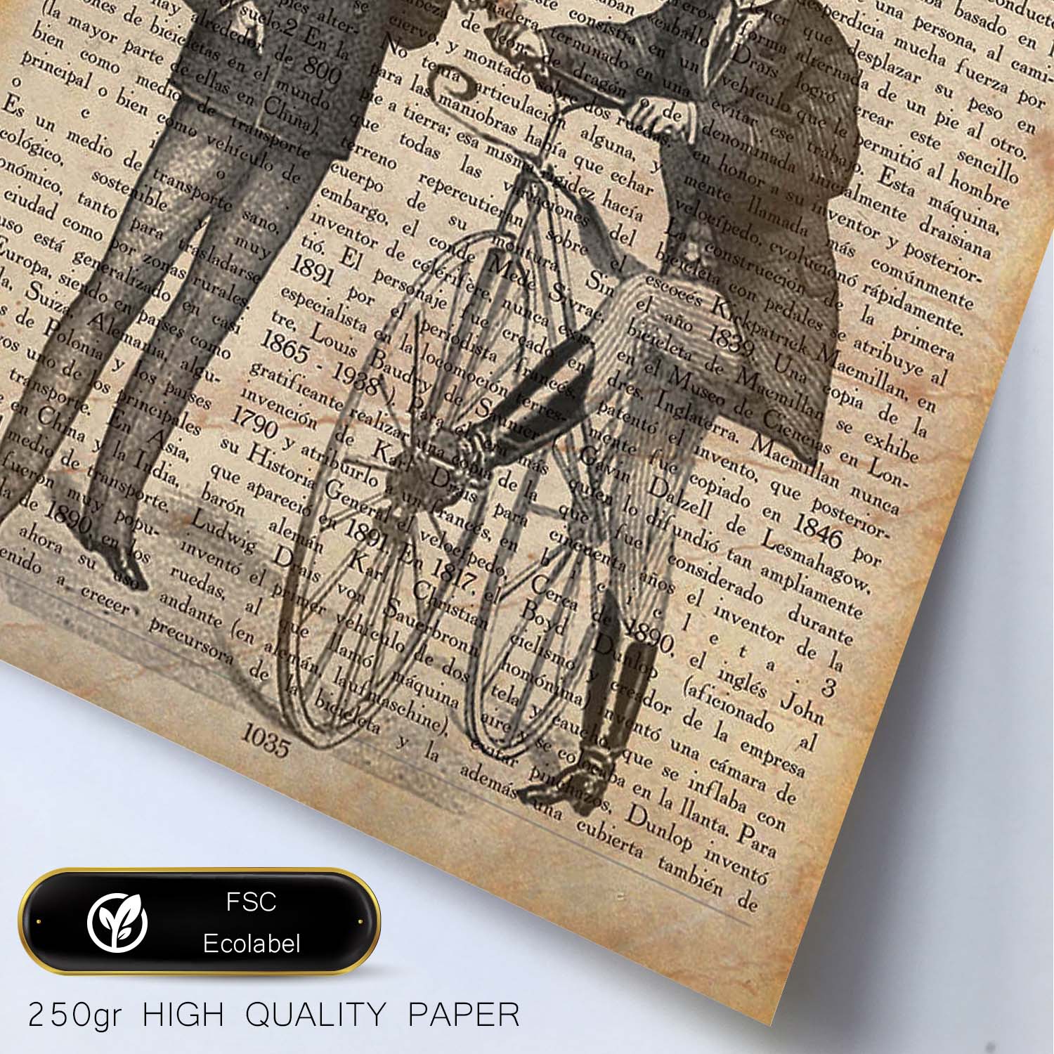 Poster de Dos hombres y una bici. Láminas de bicicletas definiciones.-Artwork-Nacnic-Nacnic Estudio SL