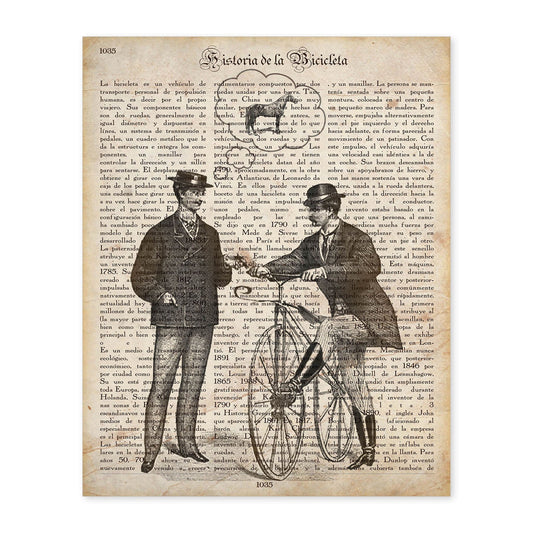 Poster de Dos hombres y una bici. Láminas de bicicletas definiciones.-Artwork-Nacnic-A4-Sin marco-Nacnic Estudio SL