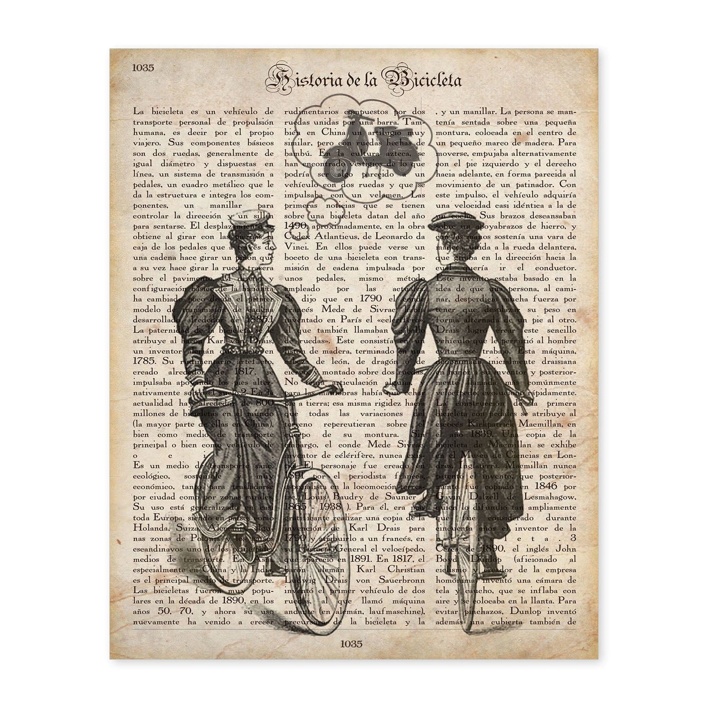 Poster de Dos mujeres y una bici. Láminas de bicicletas definiciones.-Artwork-Nacnic-A4-Sin marco-Nacnic Estudio SL