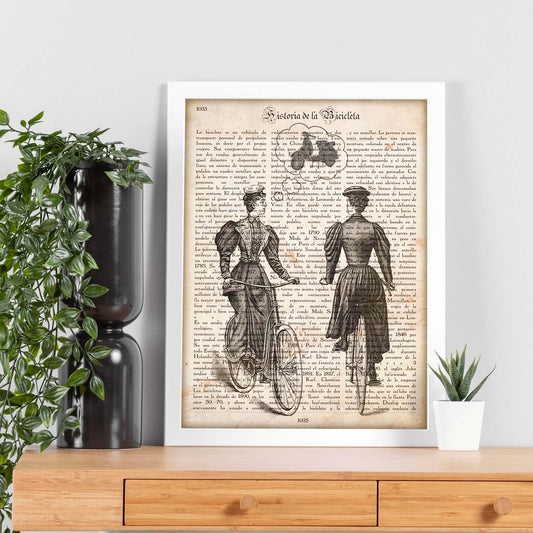 Poster de Dos mujeres y una bici. Láminas de bicicletas definiciones.-Artwork-Nacnic-Nacnic Estudio SL