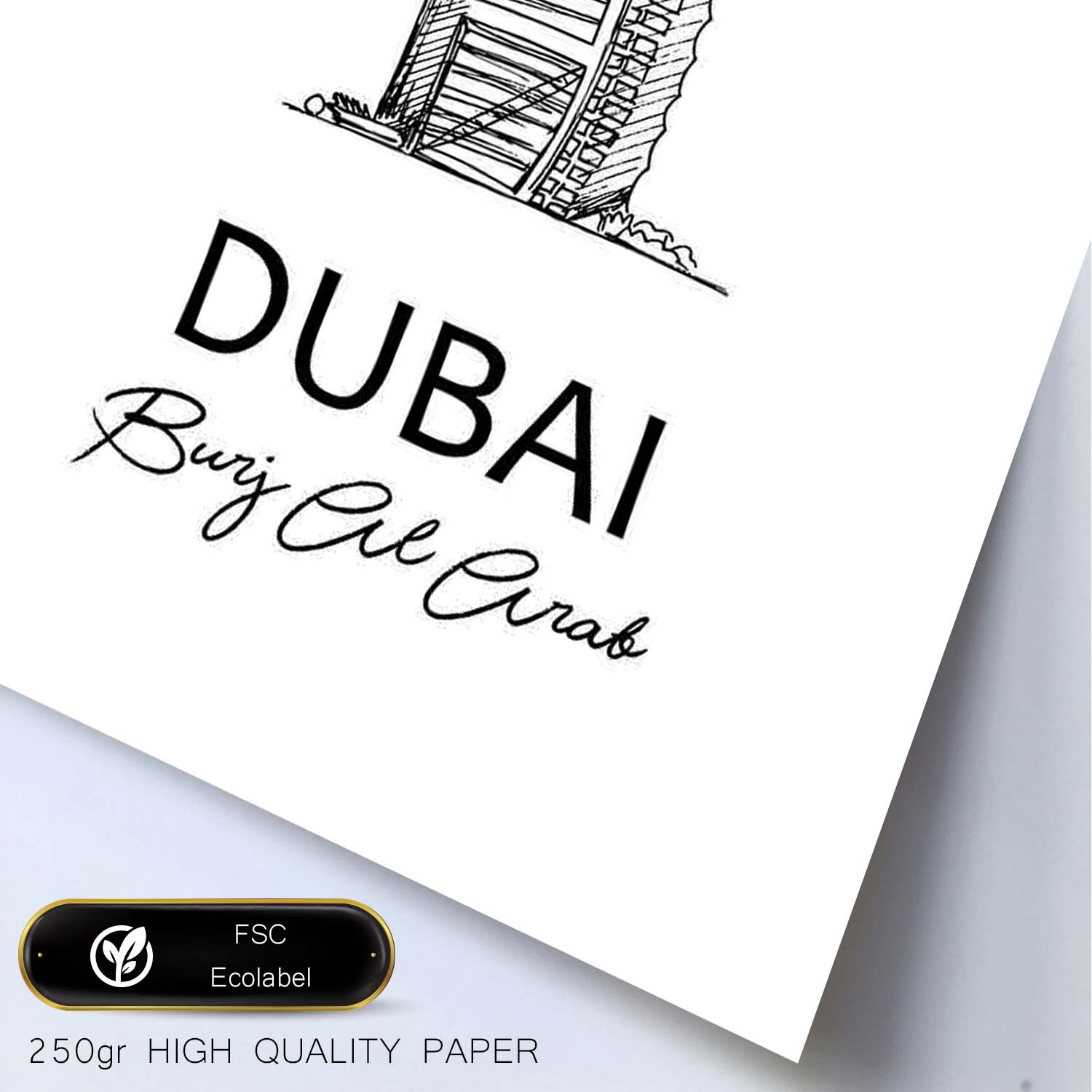 Poster de Dubai -Burj Al Arab. Láminas con monumentos de ciudades.-Artwork-Nacnic-Nacnic Estudio SL