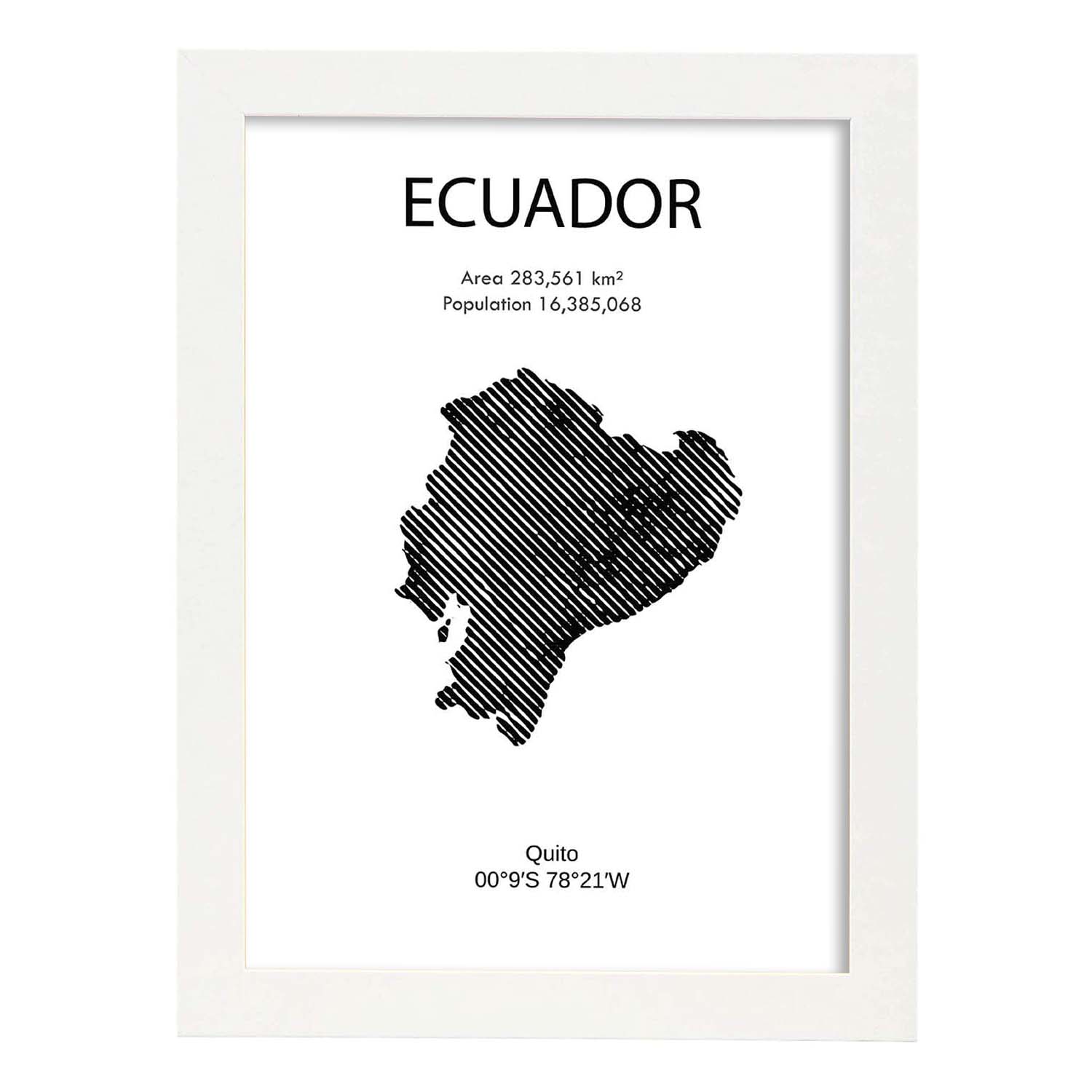 Poster de Ecuador. Láminas de paises y continentes del mundo.-Artwork-Nacnic-A3-Marco Blanco-Nacnic Estudio SL