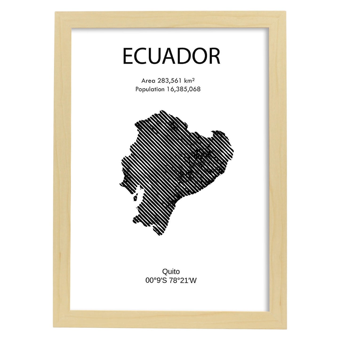Poster de Ecuador. Láminas de paises y continentes del mundo.-Artwork-Nacnic-A3-Marco Madera clara-Nacnic Estudio SL