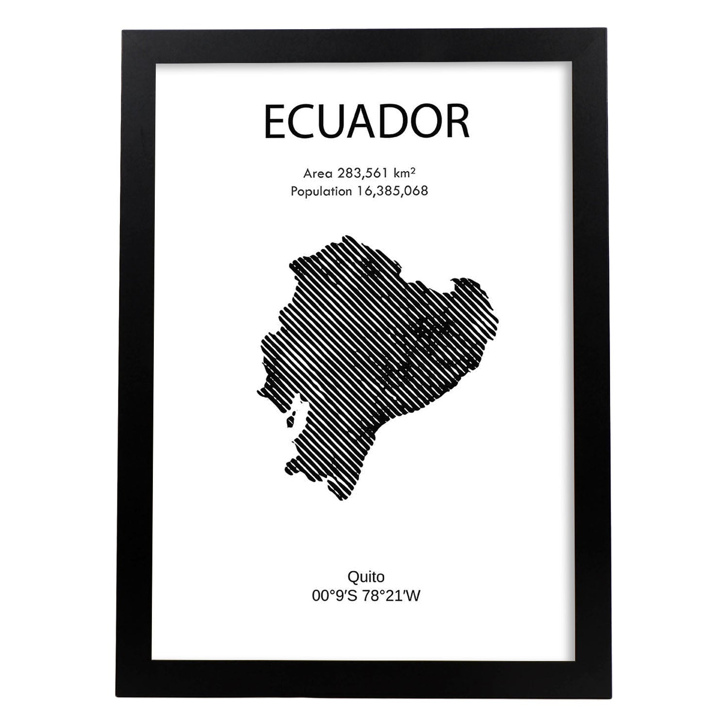 Poster de Ecuador. Láminas de paises y continentes del mundo.-Artwork-Nacnic-A3-Marco Negro-Nacnic Estudio SL