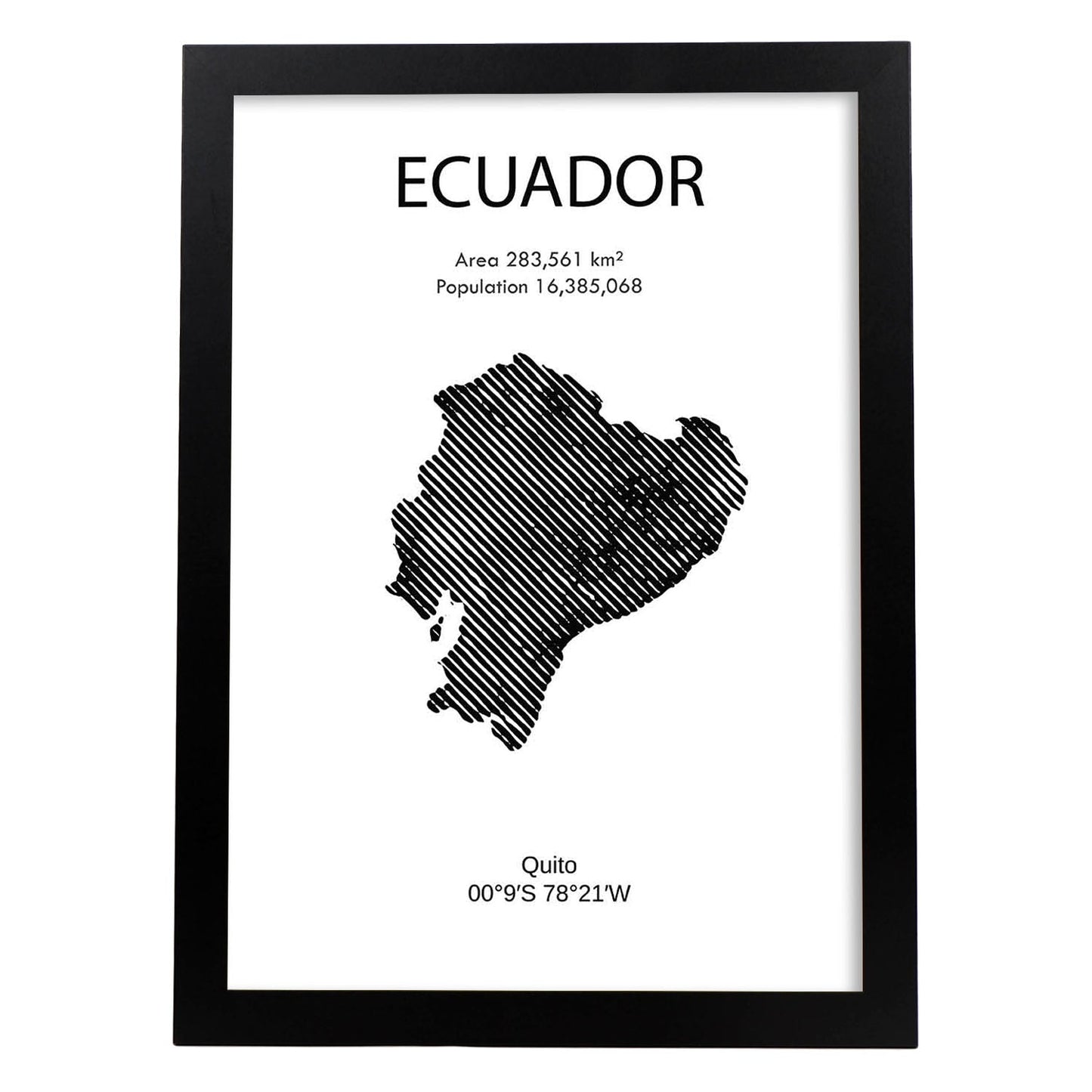 Poster de Ecuador. Láminas de paises y continentes del mundo.-Artwork-Nacnic-A4-Marco Negro-Nacnic Estudio SL