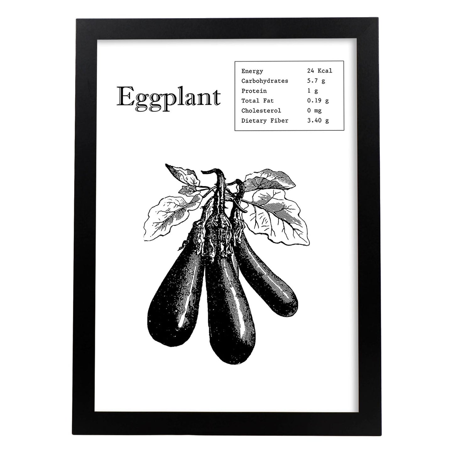 Poster de Eggplant. Láminas de frutas y verduras en inglés.-Artwork-Nacnic-A3-Marco Negro-Nacnic Estudio SL