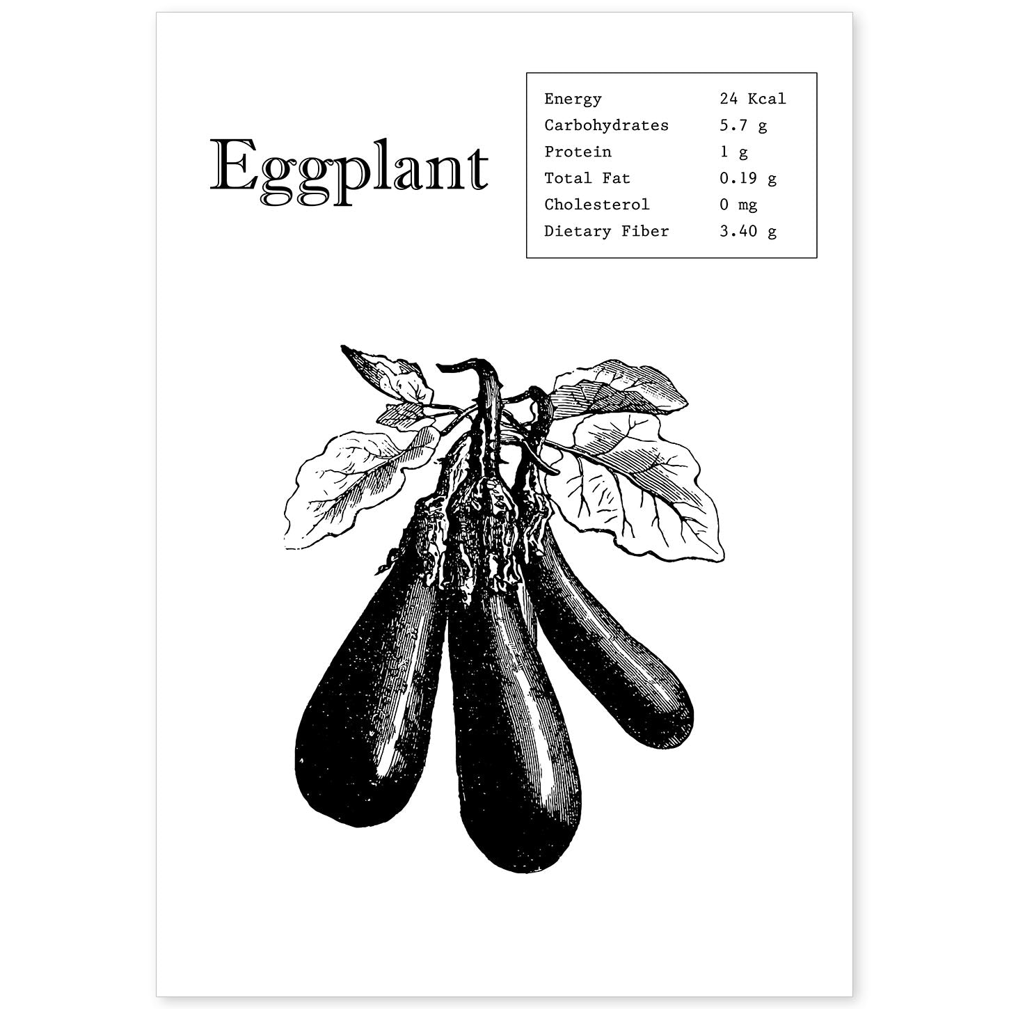 Poster de Eggplant. Láminas de frutas y verduras en inglés.-Artwork-Nacnic-A4-Sin marco-Nacnic Estudio SL