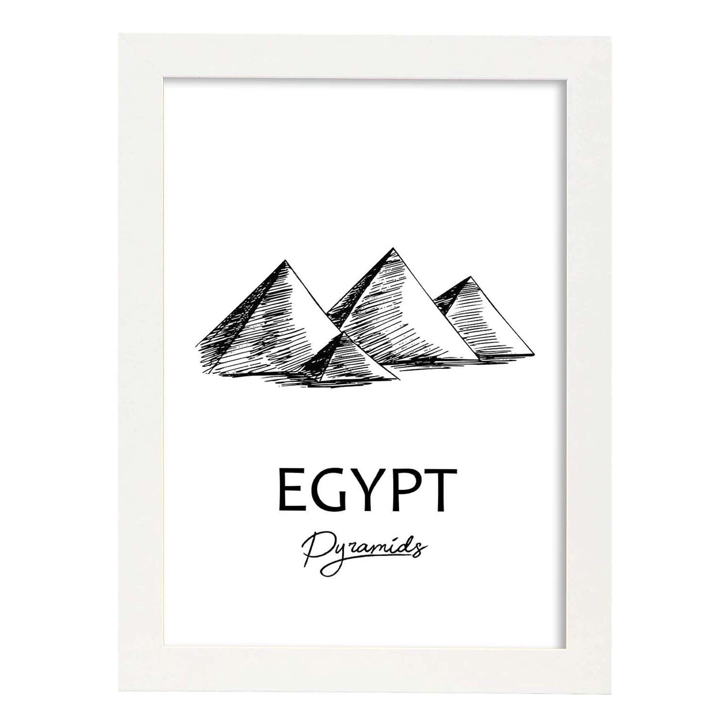 Poster de Egipto - Pirámides. Láminas con monumentos de ciudades.-Artwork-Nacnic-A3-Marco Blanco-Nacnic Estudio SL