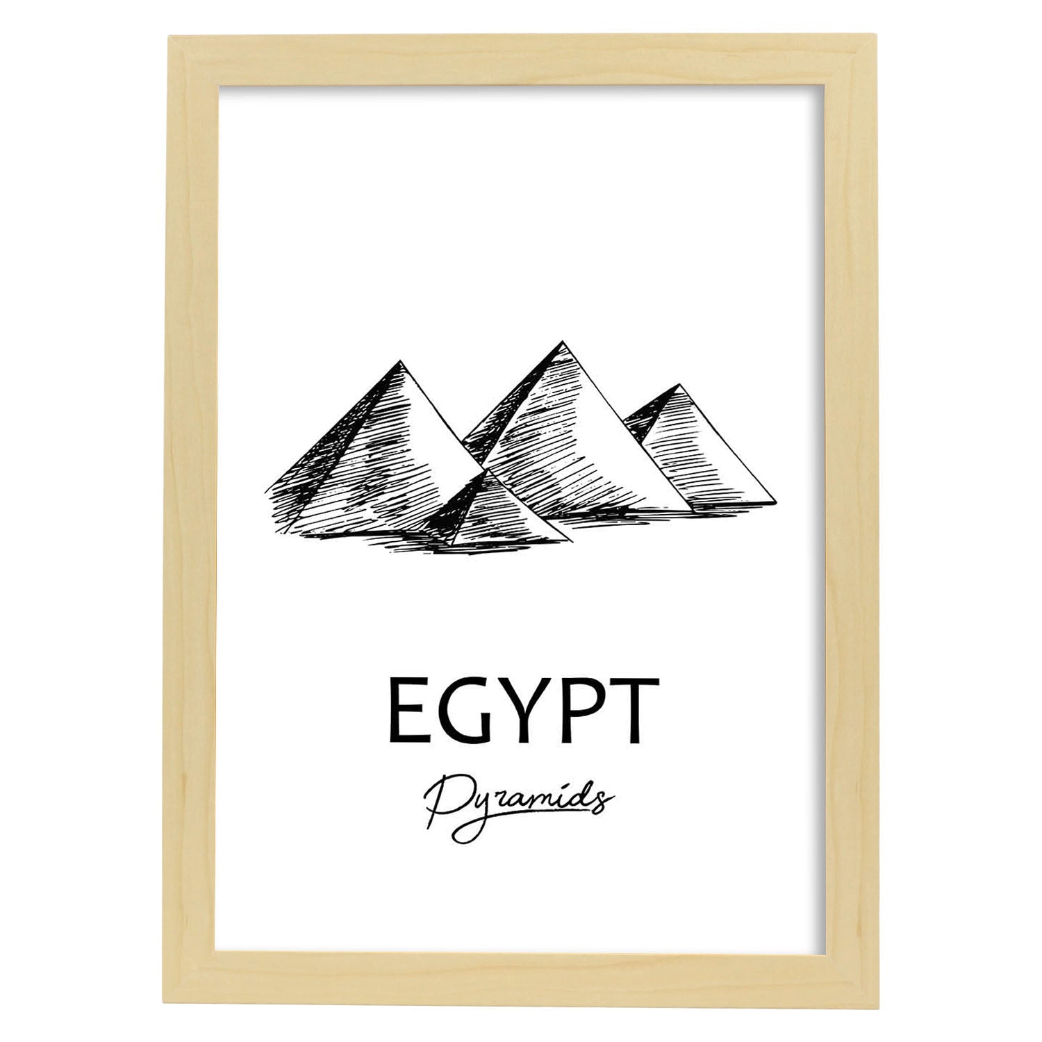 Poster de Egipto - Pirámides. Láminas con monumentos de ciudades.-Artwork-Nacnic-A4-Marco Madera clara-Nacnic Estudio SL