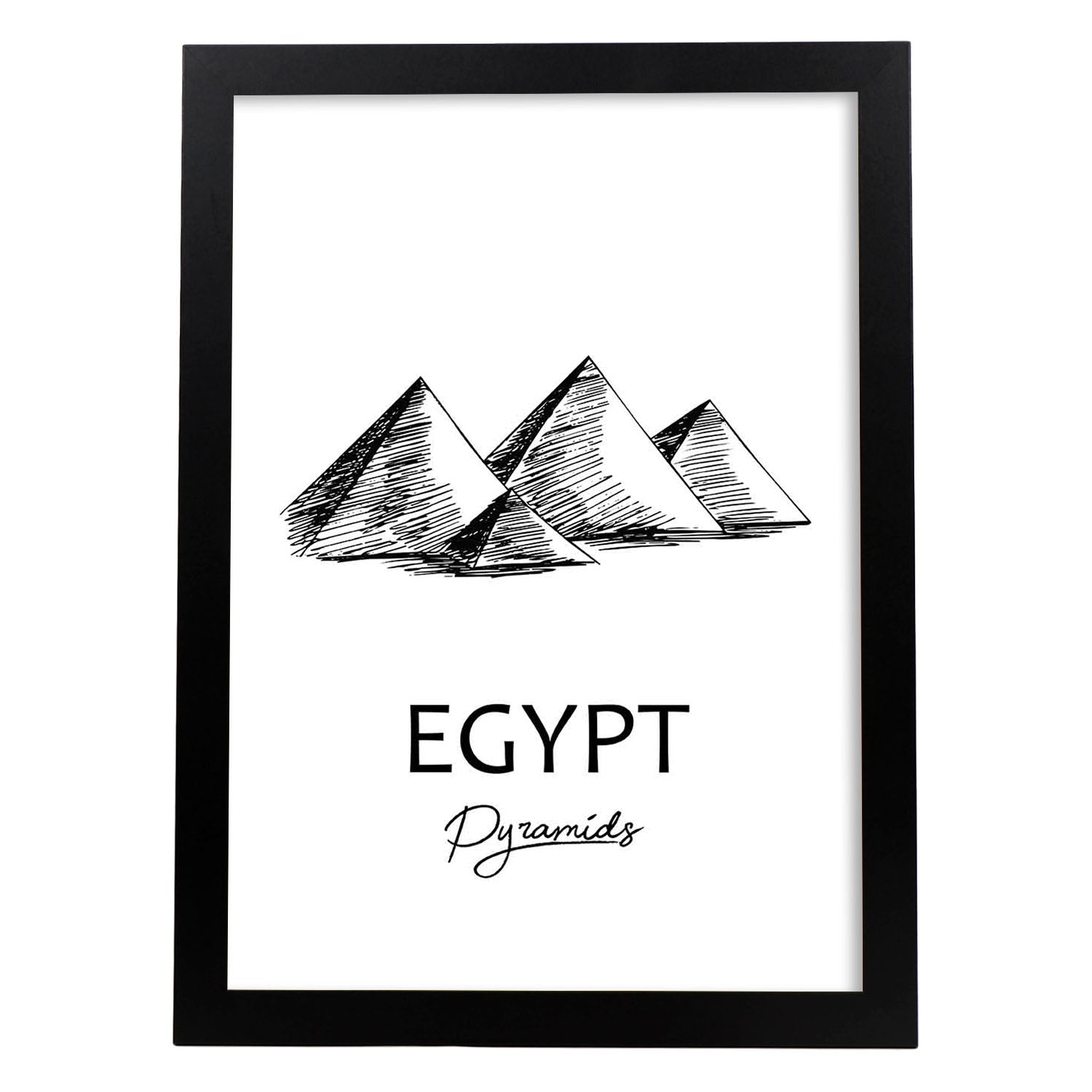 Poster de Egipto - Pirámides. Láminas con monumentos de ciudades.-Artwork-Nacnic-A4-Marco Negro-Nacnic Estudio SL