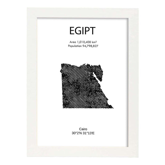 Poster de Egipto. Láminas de paises y continentes del mundo.-Artwork-Nacnic-A4-Marco Blanco-Nacnic Estudio SL