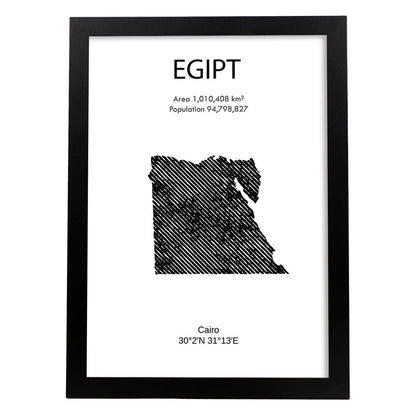 Poster de Egipto. Láminas de paises y continentes del mundo.-Artwork-Nacnic-A4-Marco Negro-Nacnic Estudio SL