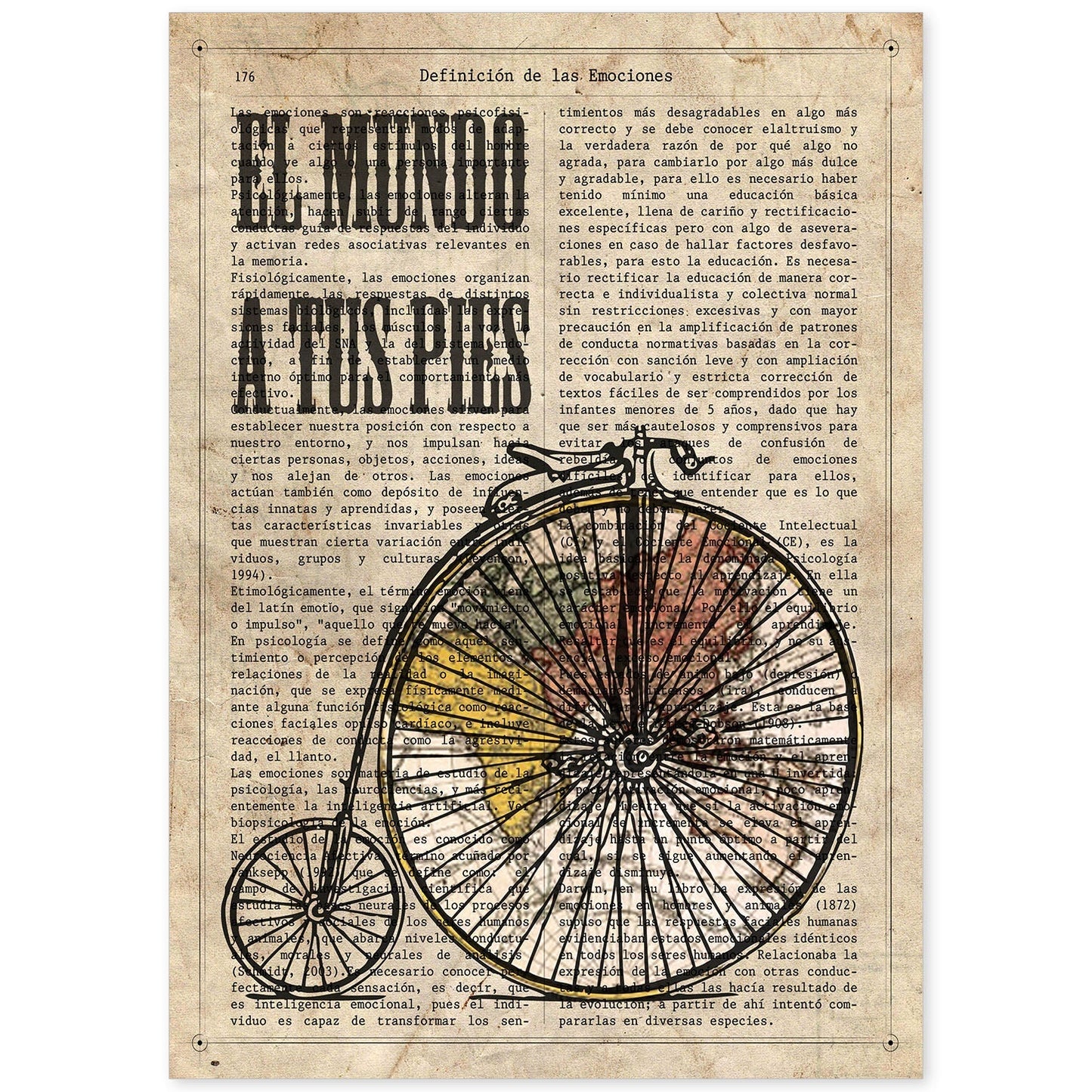Poster de El mundo a tus pies. Láminas de bicicletas definiciones.-Artwork-Nacnic-A4-Sin marco-Nacnic Estudio SL