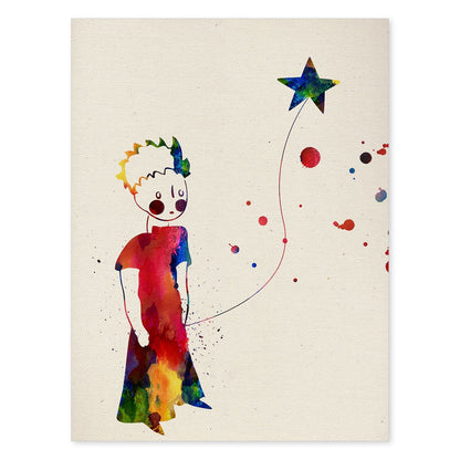 Poster de El principito con estrella con diseño acuarela. Mix de láminas con estilo acuarela-Artwork-Nacnic-A4-Sin marco-Nacnic Estudio SL