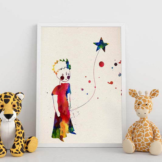Poster de El principito con estrella con diseño acuarela. Mix de láminas con estilo acuarela-Artwork-Nacnic-Nacnic Estudio SL