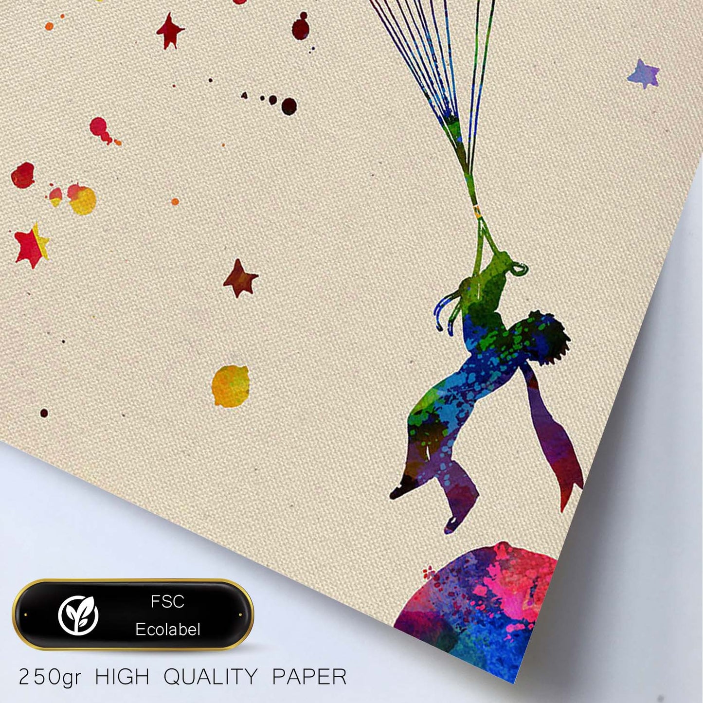 Poster de El principito volando con diseño acuarela. Mix de láminas con estilo acuarela-Artwork-Nacnic-Nacnic Estudio SL