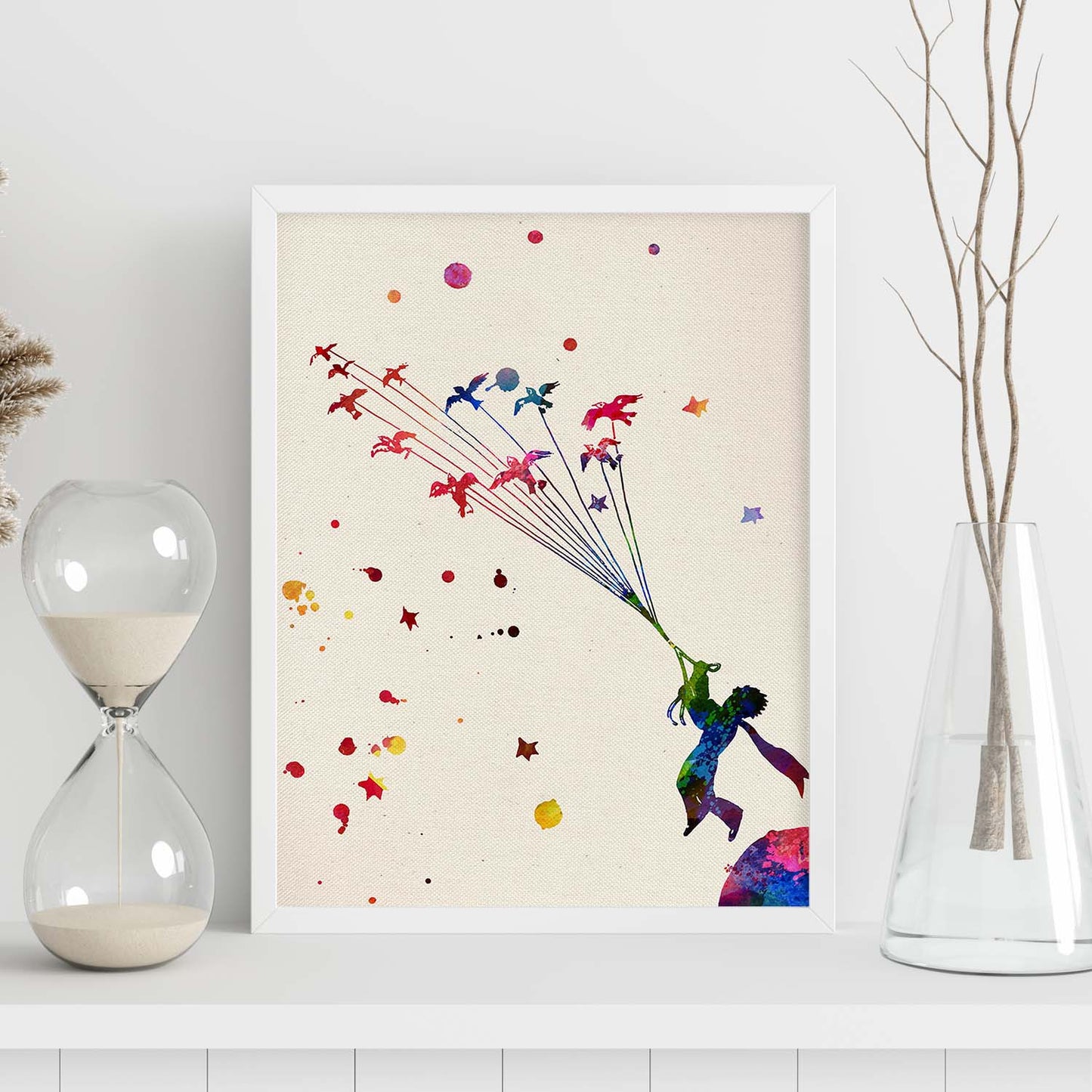 Poster de El principito volando con diseño acuarela. Mix de láminas con estilo acuarela-Artwork-Nacnic-Nacnic Estudio SL