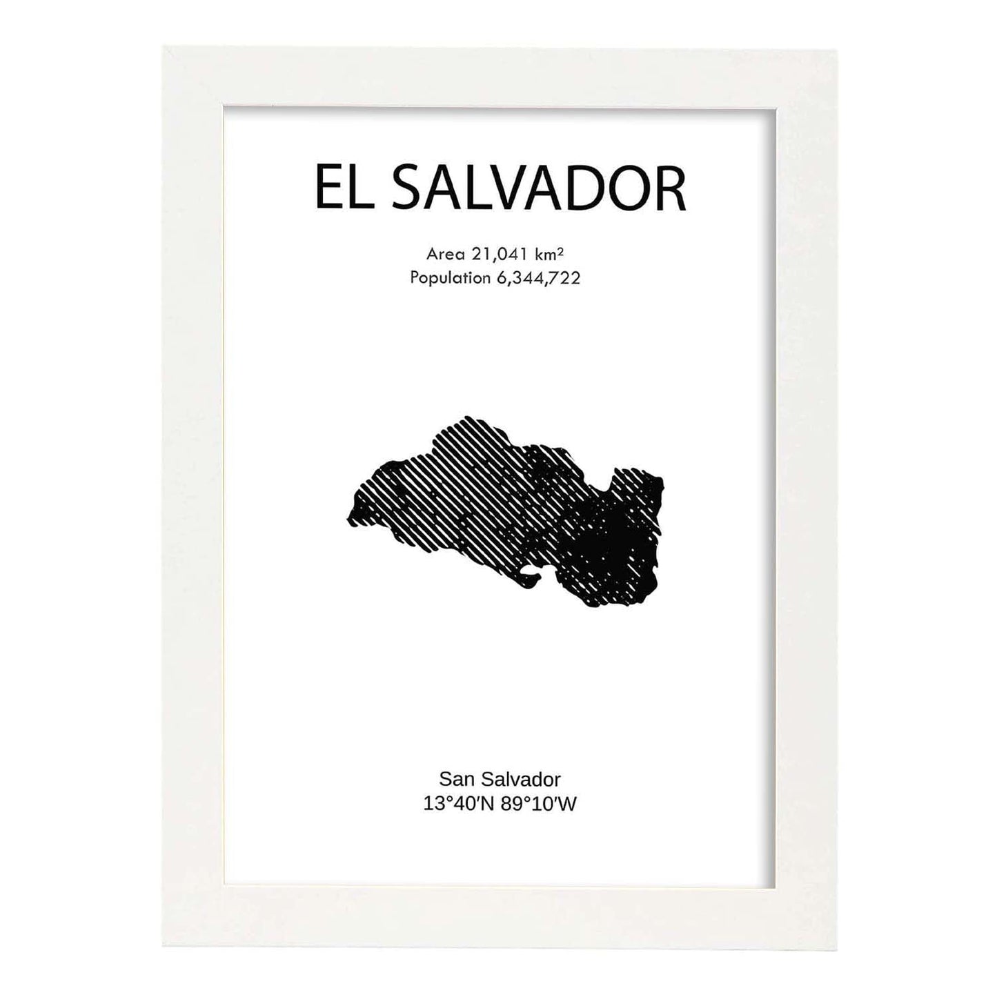 Poster de El Salvador. Láminas de paises y continentes del mundo.-Artwork-Nacnic-A3-Marco Blanco-Nacnic Estudio SL