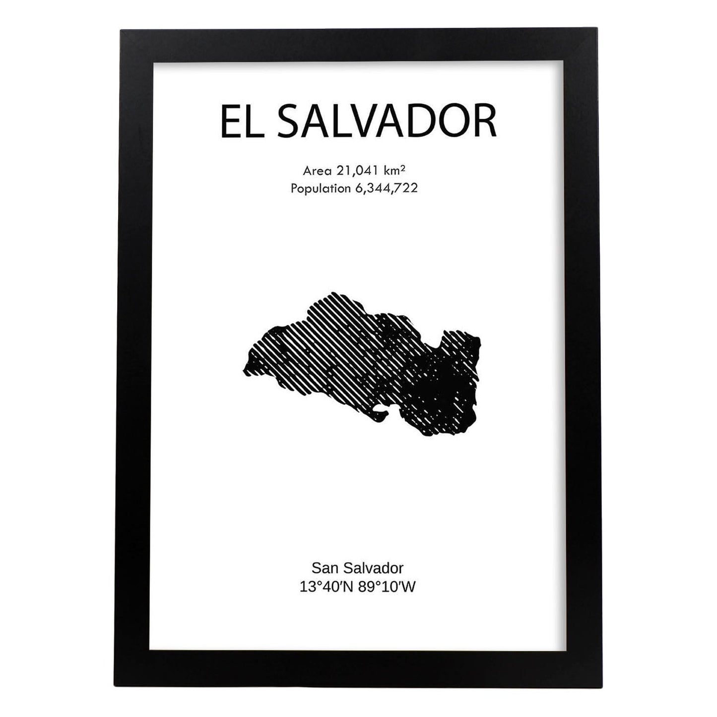 Poster de El Salvador. Láminas de paises y continentes del mundo.-Artwork-Nacnic-A3-Marco Negro-Nacnic Estudio SL