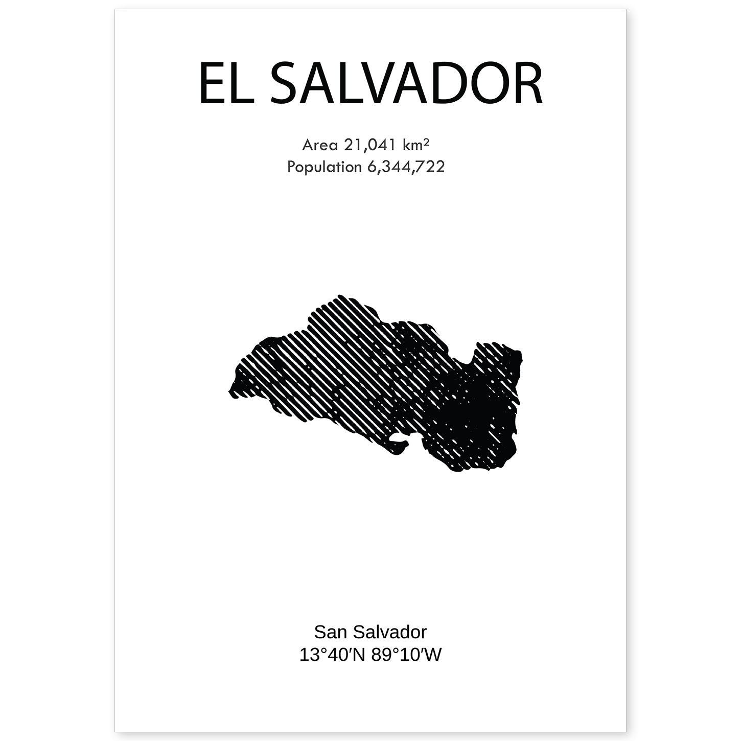 Poster de El Salvador. Láminas de paises y continentes del mundo.-Artwork-Nacnic-A4-Sin marco-Nacnic Estudio SL