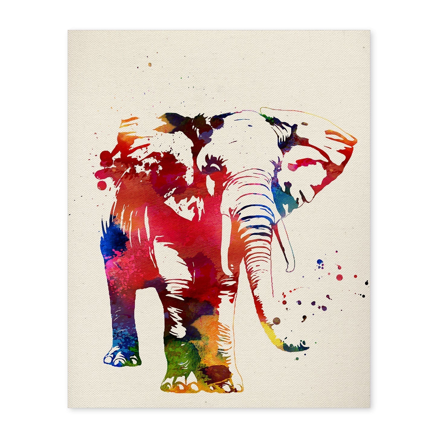 Poster de Elefante con diseño acuarela. Mix de láminas con estilo acuarela-Artwork-Nacnic-A4-Sin marco-Nacnic Estudio SL