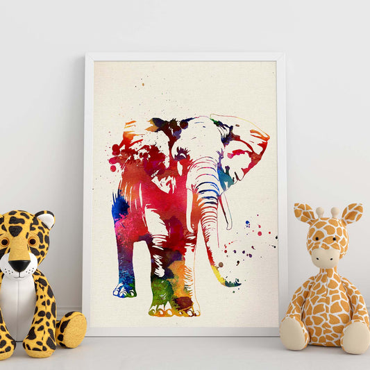 Poster de Elefante con diseño acuarela. Mix de láminas con estilo acuarela-Artwork-Nacnic-Nacnic Estudio SL