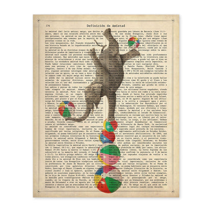 Poster de Elefante con pelotas. Láminas de elefantes con definiciones. Diseño con imágenes de elefantes y textos.-Artwork-Nacnic-A4-Sin marco-Nacnic Estudio SL