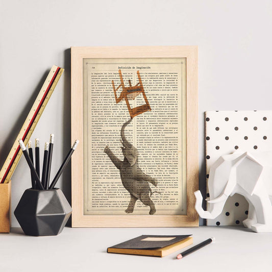 Poster de Elefante con silla. Láminas de elefantes con definiciones. Diseño con imágenes de elefantes y textos.-Artwork-Nacnic-Nacnic Estudio SL
