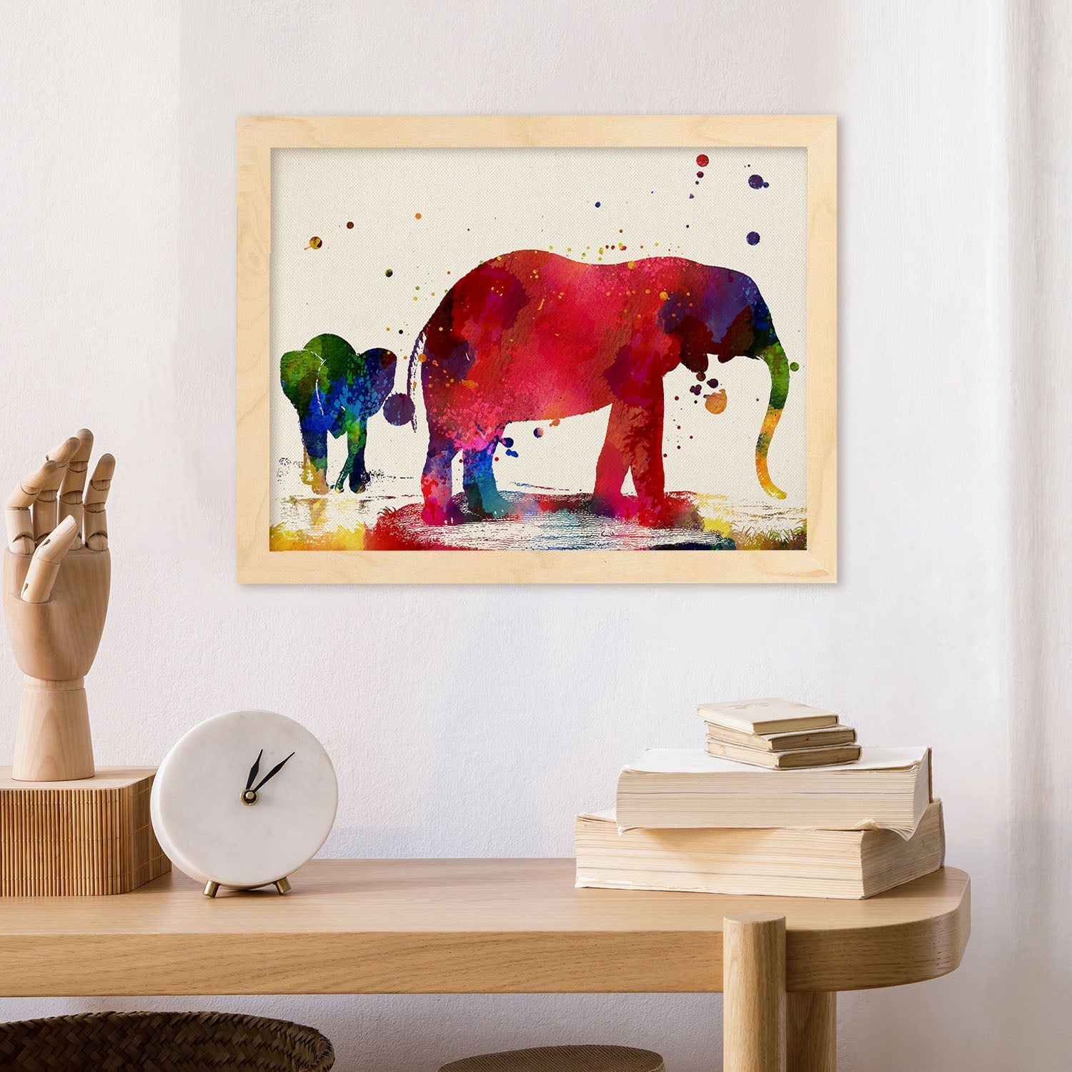 Poster de Elefante Padre e hijo con diseño acuarela. Mix de láminas con estilo acuarela-Artwork-Nacnic-Nacnic Estudio SL