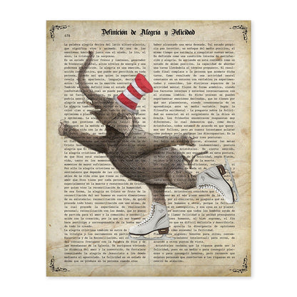 Poster de Elefante patinando. Láminas de elefantes con definiciones. Diseño con imágenes de elefantes y textos.-Artwork-Nacnic-A4-Sin marco-Nacnic Estudio SL