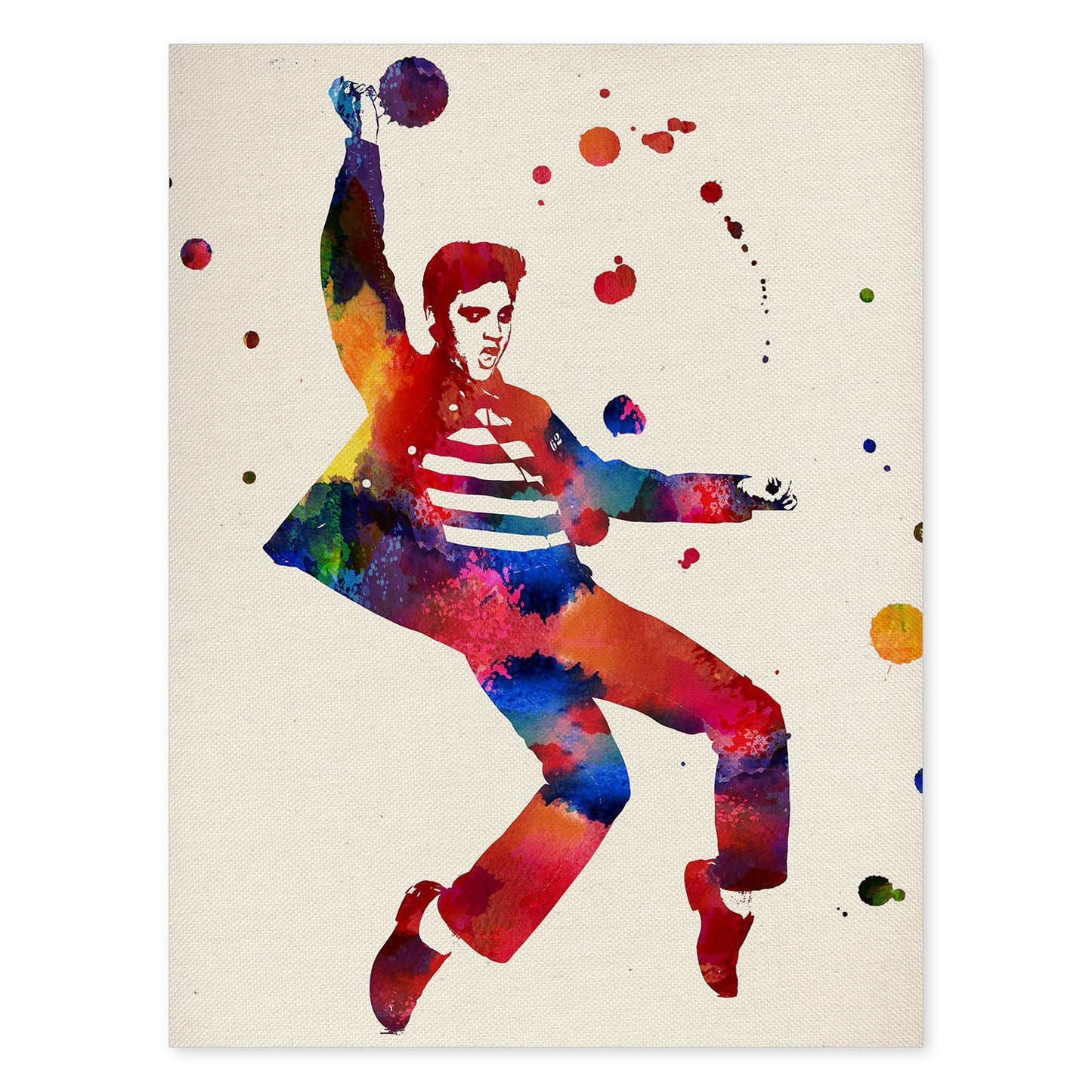 Poster de Elvis Presley con diseño acuarela. Mix de láminas con estilo acuarela-Artwork-Nacnic-A4-Sin marco-Nacnic Estudio SL
