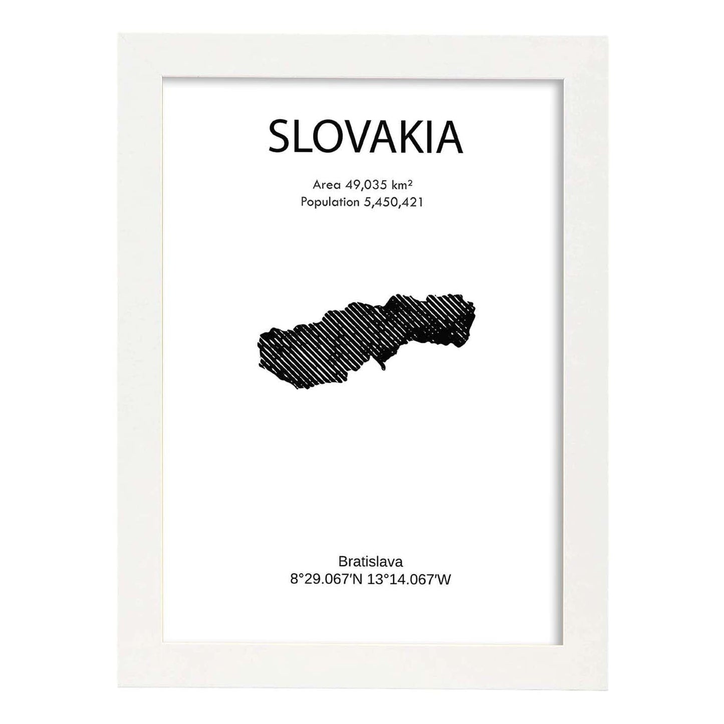 Poster de Eslovaquia. Láminas de paises y continentes del mundo.-Artwork-Nacnic-A3-Marco Blanco-Nacnic Estudio SL