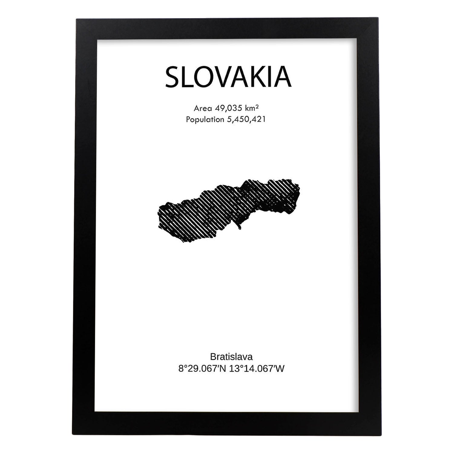 Poster de Eslovaquia. Láminas de paises y continentes del mundo.-Artwork-Nacnic-A3-Marco Negro-Nacnic Estudio SL