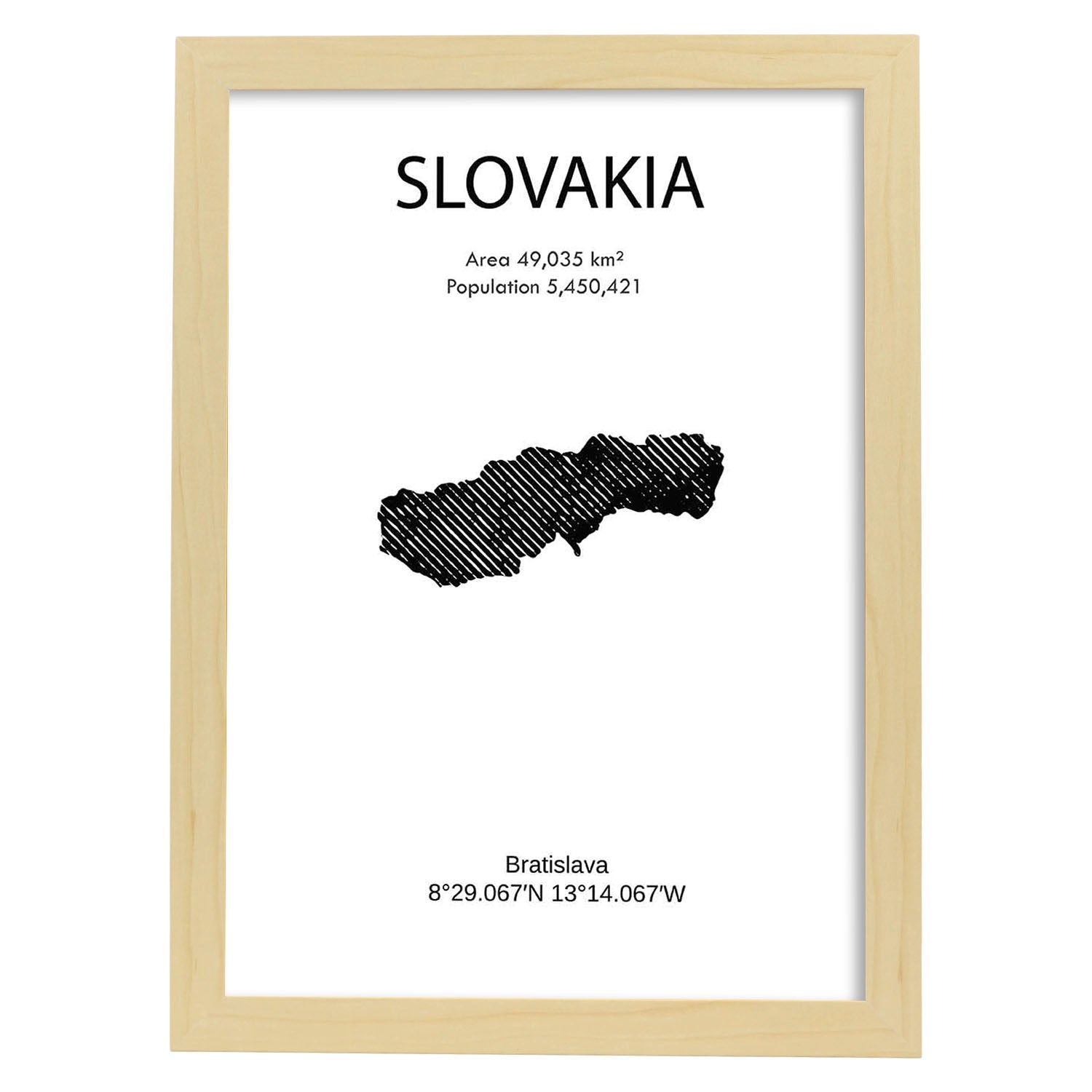 Poster de Eslovaquia. Láminas de paises y continentes del mundo.-Artwork-Nacnic-A4-Marco Madera clara-Nacnic Estudio SL
