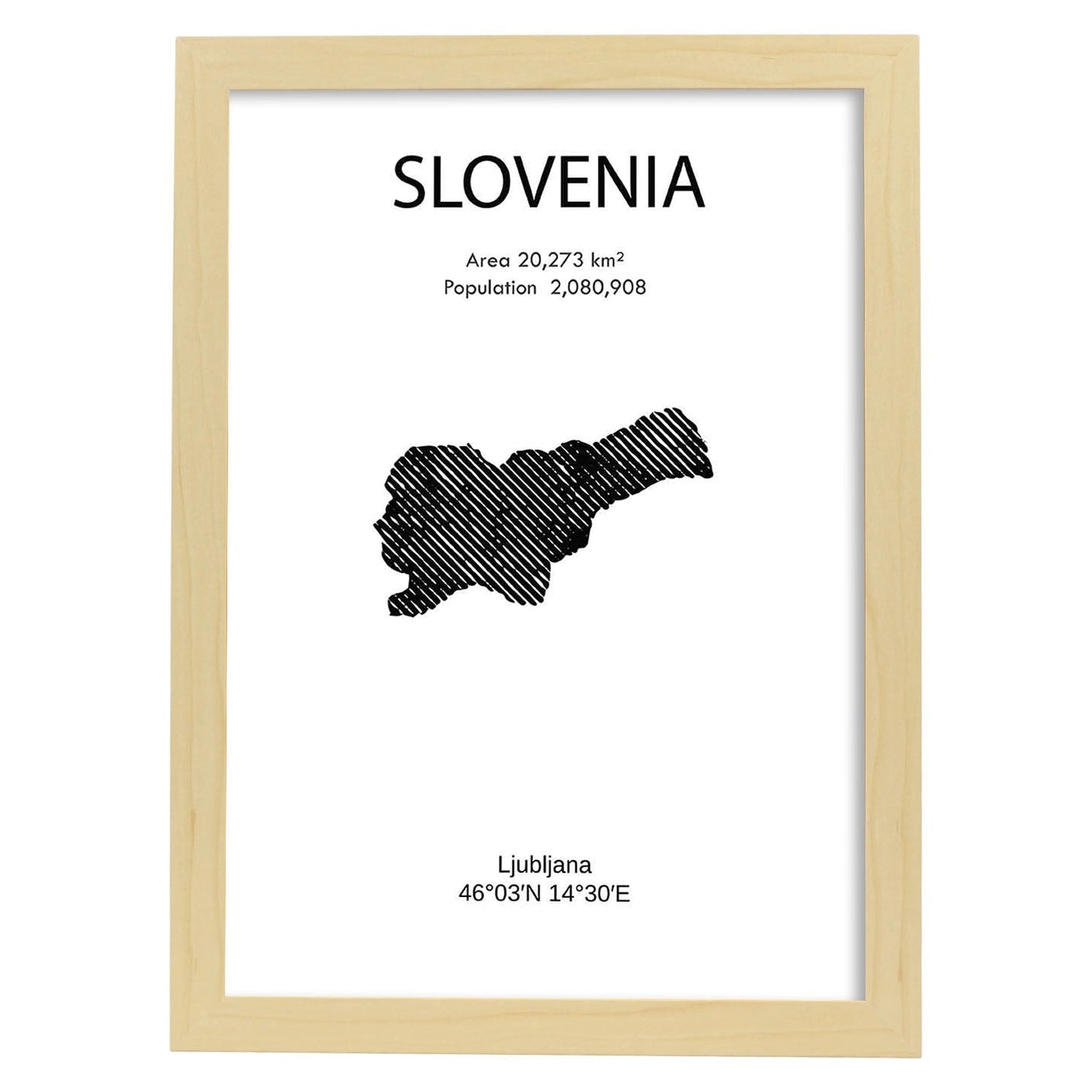 Poster de Eslovenia. Láminas de paises y continentes del mundo.-Artwork-Nacnic-A3-Marco Madera clara-Nacnic Estudio SL