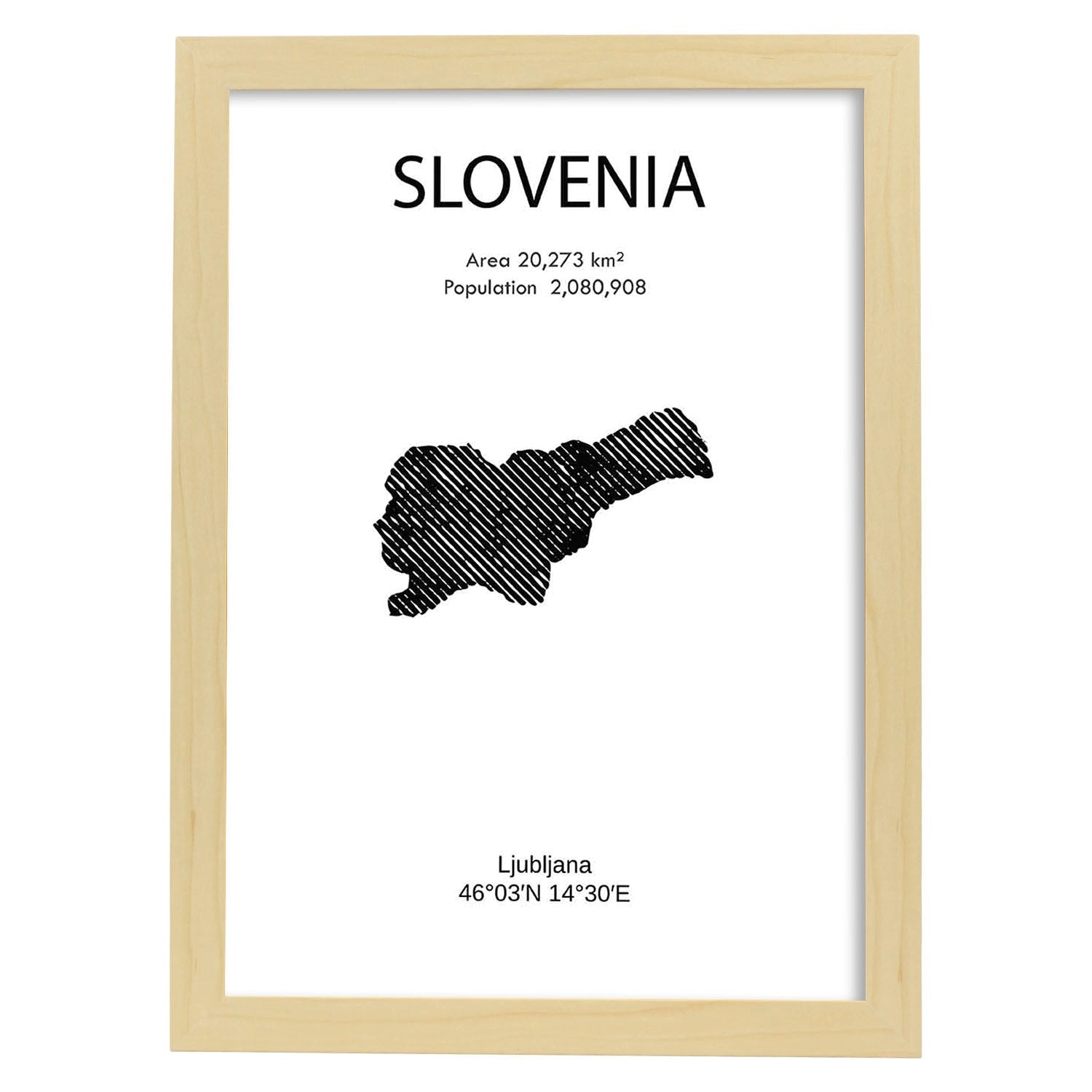 Poster de Eslovenia. Láminas de paises y continentes del mundo.-Artwork-Nacnic-A4-Marco Madera clara-Nacnic Estudio SL