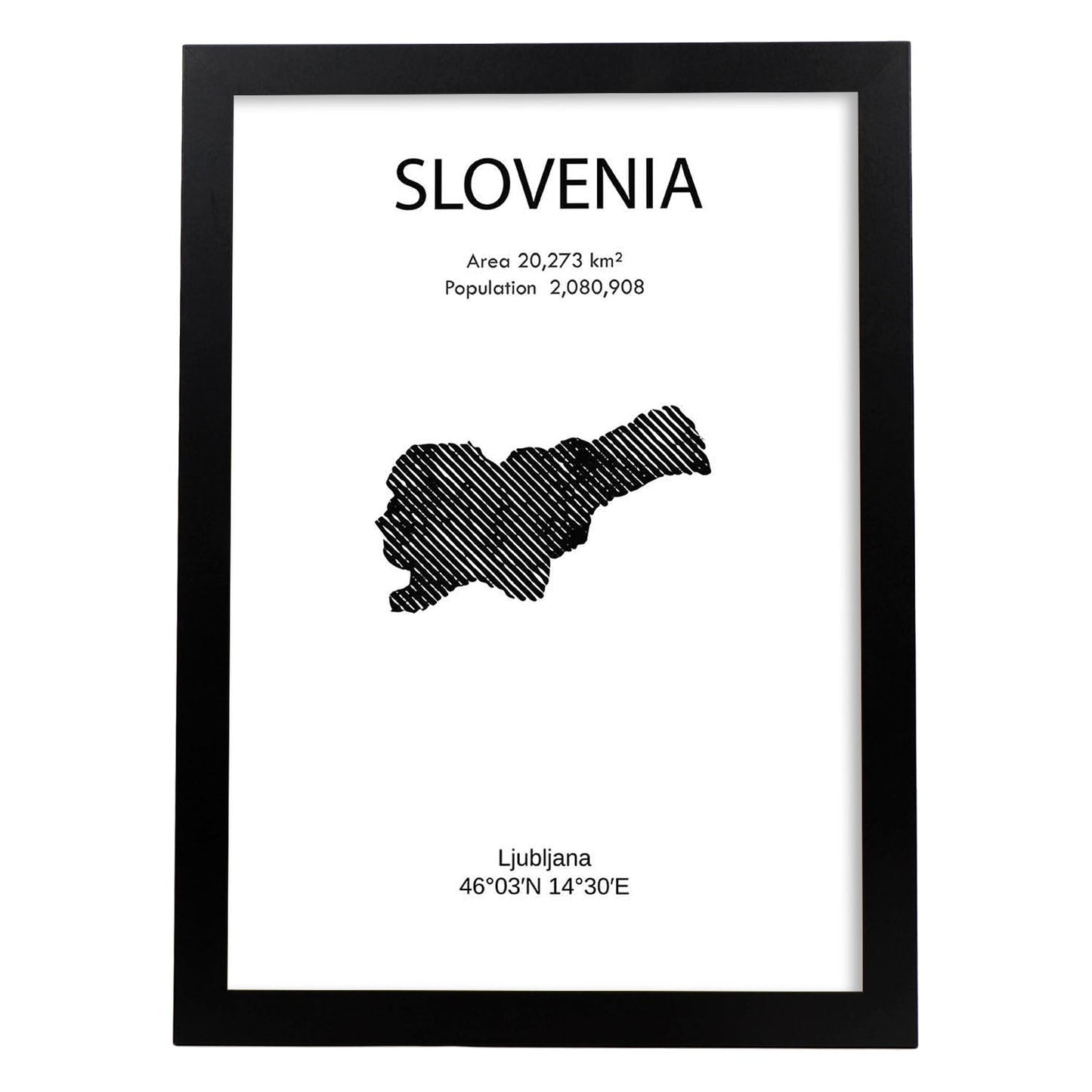 Poster de Eslovenia. Láminas de paises y continentes del mundo.-Artwork-Nacnic-A4-Marco Negro-Nacnic Estudio SL