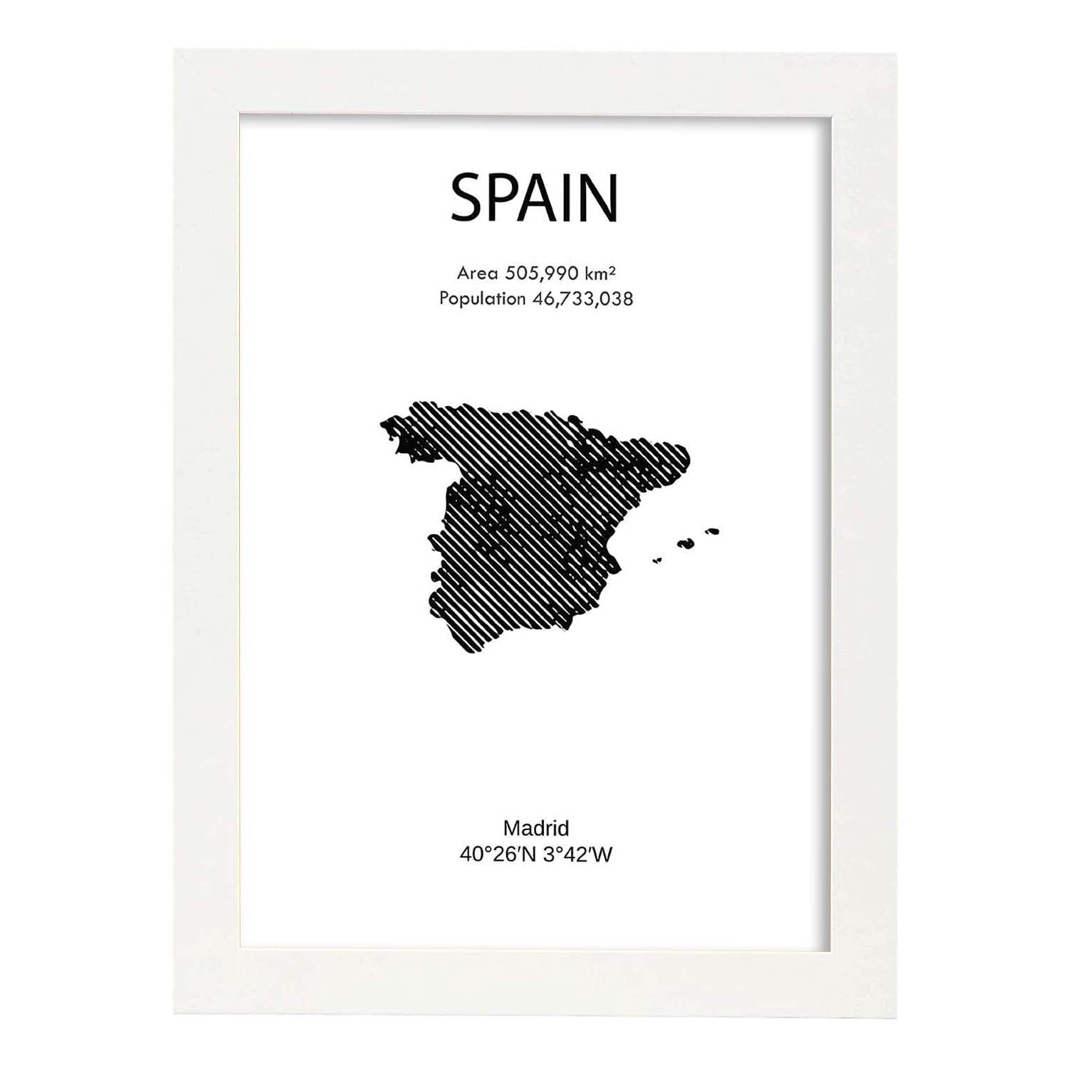 Poster de España. Láminas de paises y continentes del mundo.-Artwork-Nacnic-A3-Marco Blanco-Nacnic Estudio SL