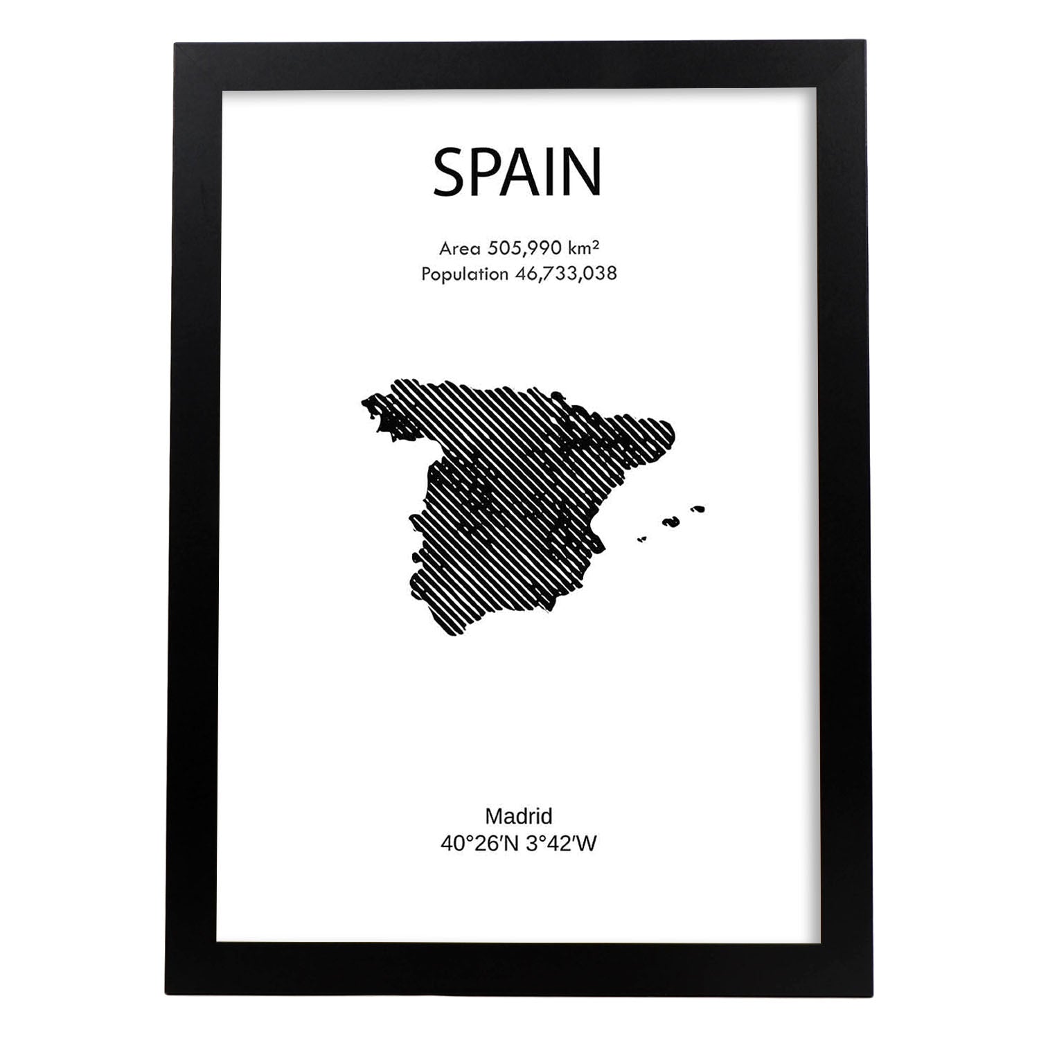 Poster de España. Láminas de paises y continentes del mundo.-Artwork-Nacnic-A3-Marco Negro-Nacnic Estudio SL