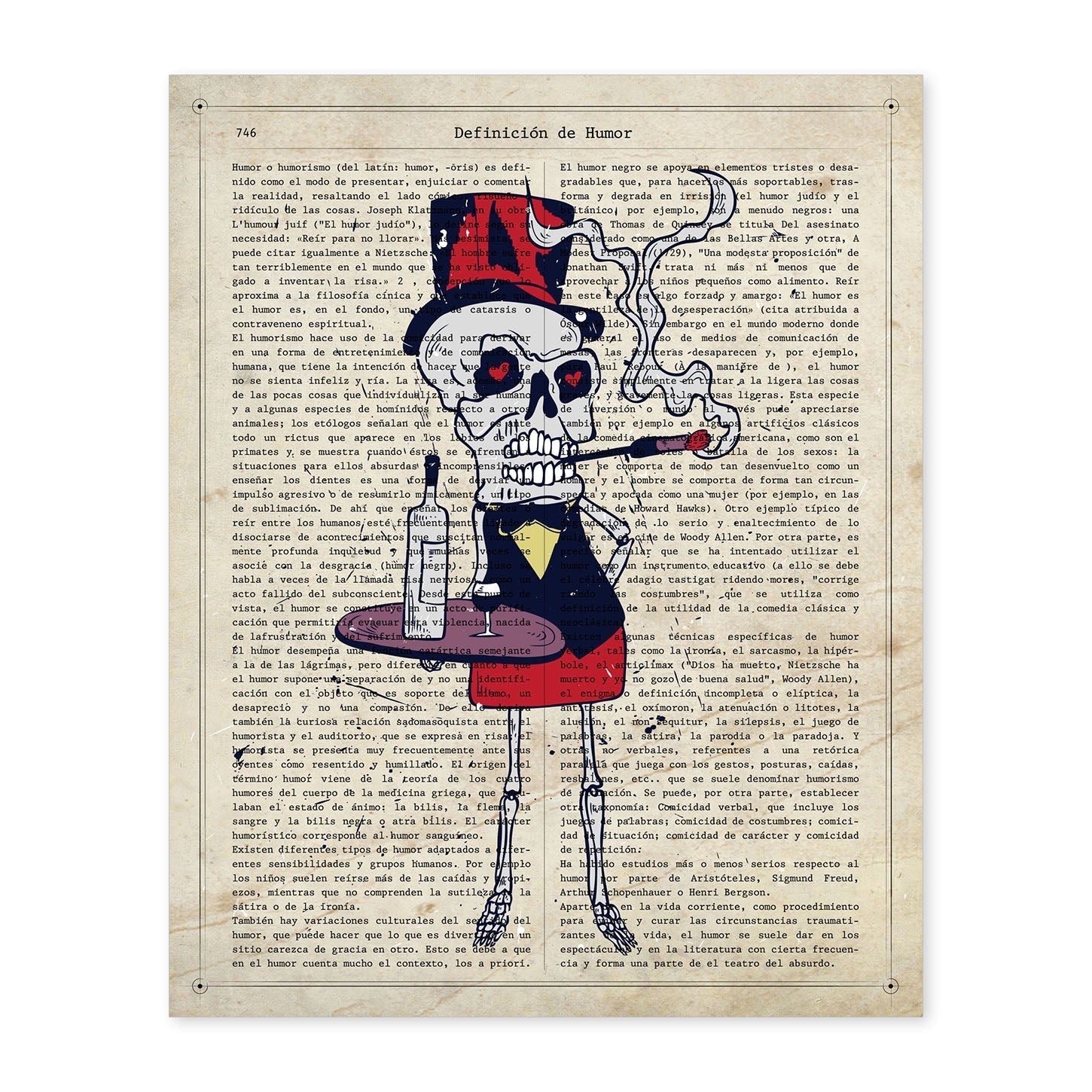 Poster de Esqueleto camarero. Láminas de calaveras. Decoración de hogar.-Artwork-Nacnic-A4-Sin marco-Nacnic Estudio SL