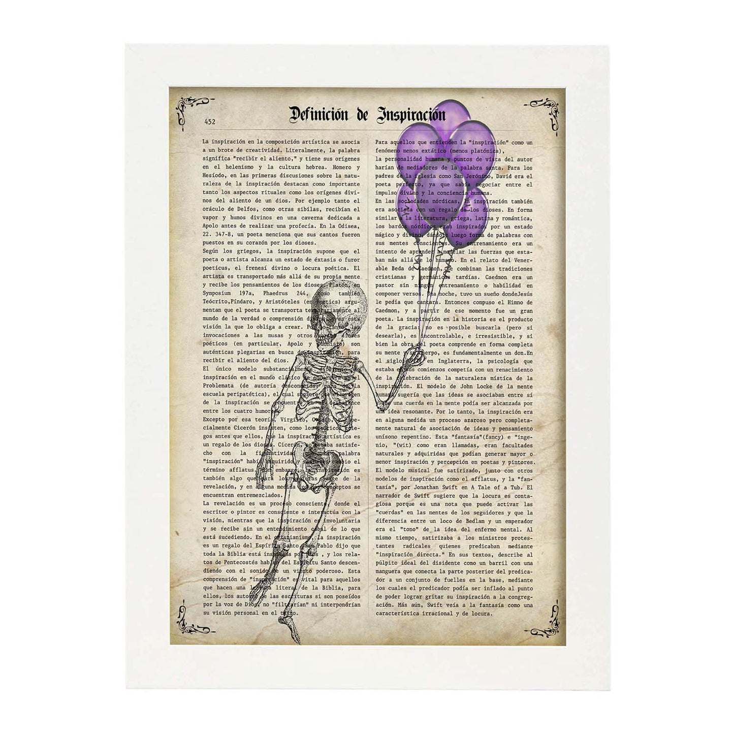 Poster de Esqueleto con globos. Láminas de calaveras. Decoración de hogar.-Artwork-Nacnic-Nacnic Estudio SL