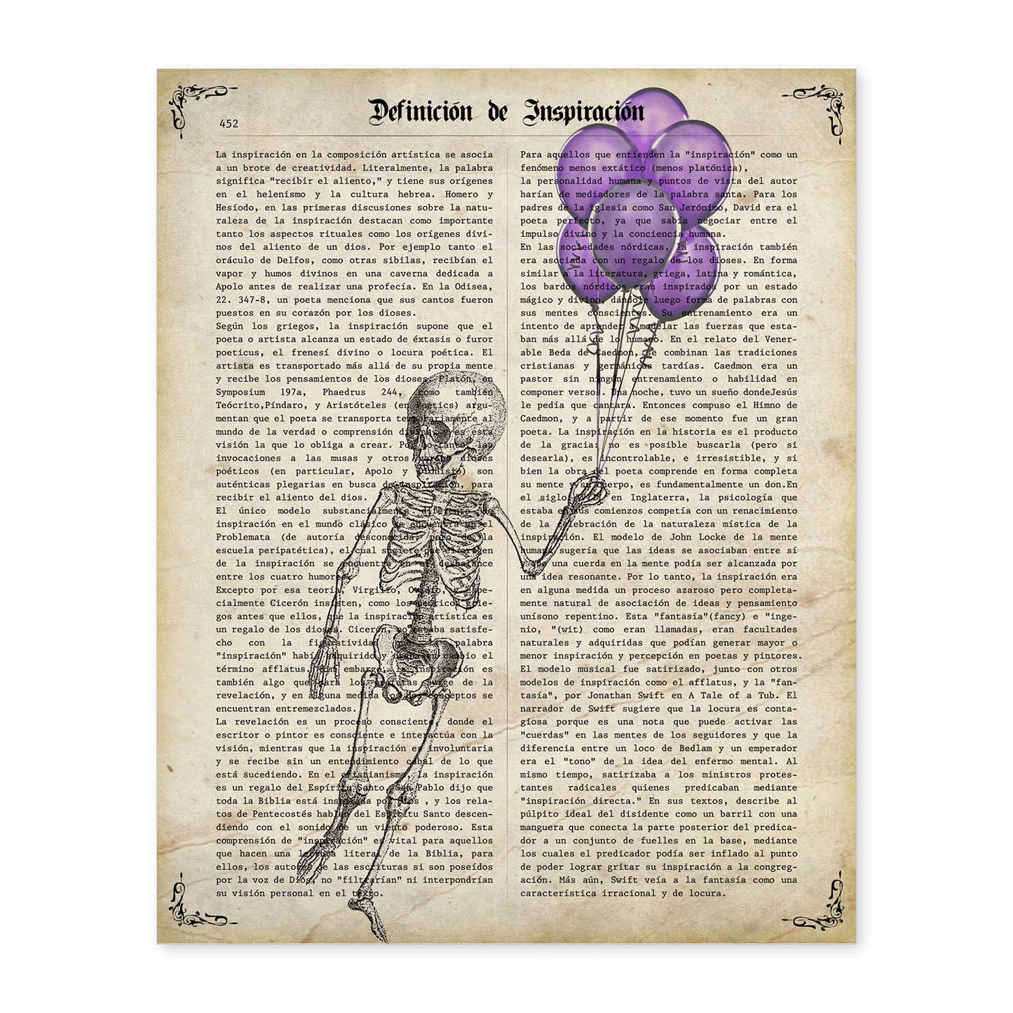 Poster de Esqueleto con globos. Láminas de calaveras. Decoración de hogar.-Artwork-Nacnic-A4-Sin marco-Nacnic Estudio SL