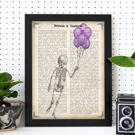 Poster de Esqueleto con globos. Láminas de calaveras. Decoración de hogar.-Artwork-Nacnic-Nacnic Estudio SL