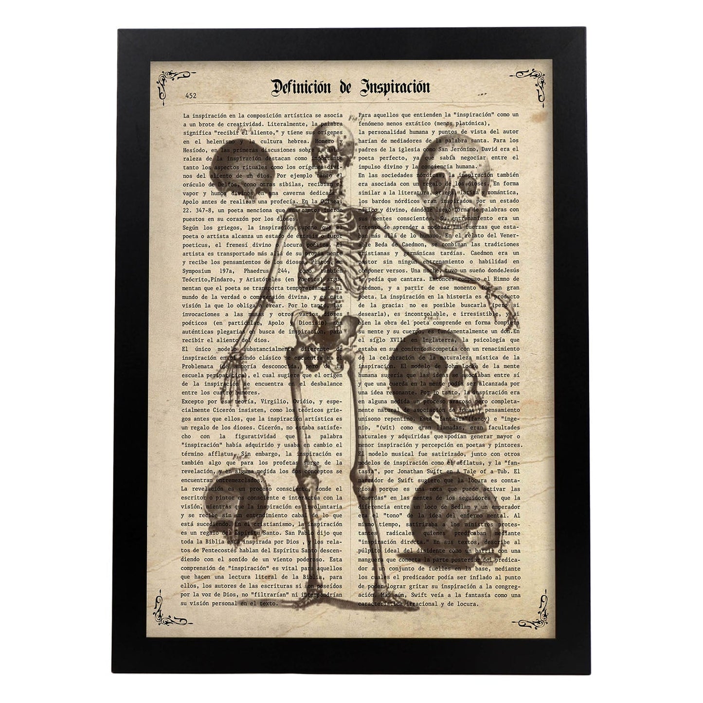 Poster de Esqueleto y partes. Láminas de calaveras. Decoración de hogar.-Artwork-Nacnic-A3-Marco Negro-Nacnic Estudio SL