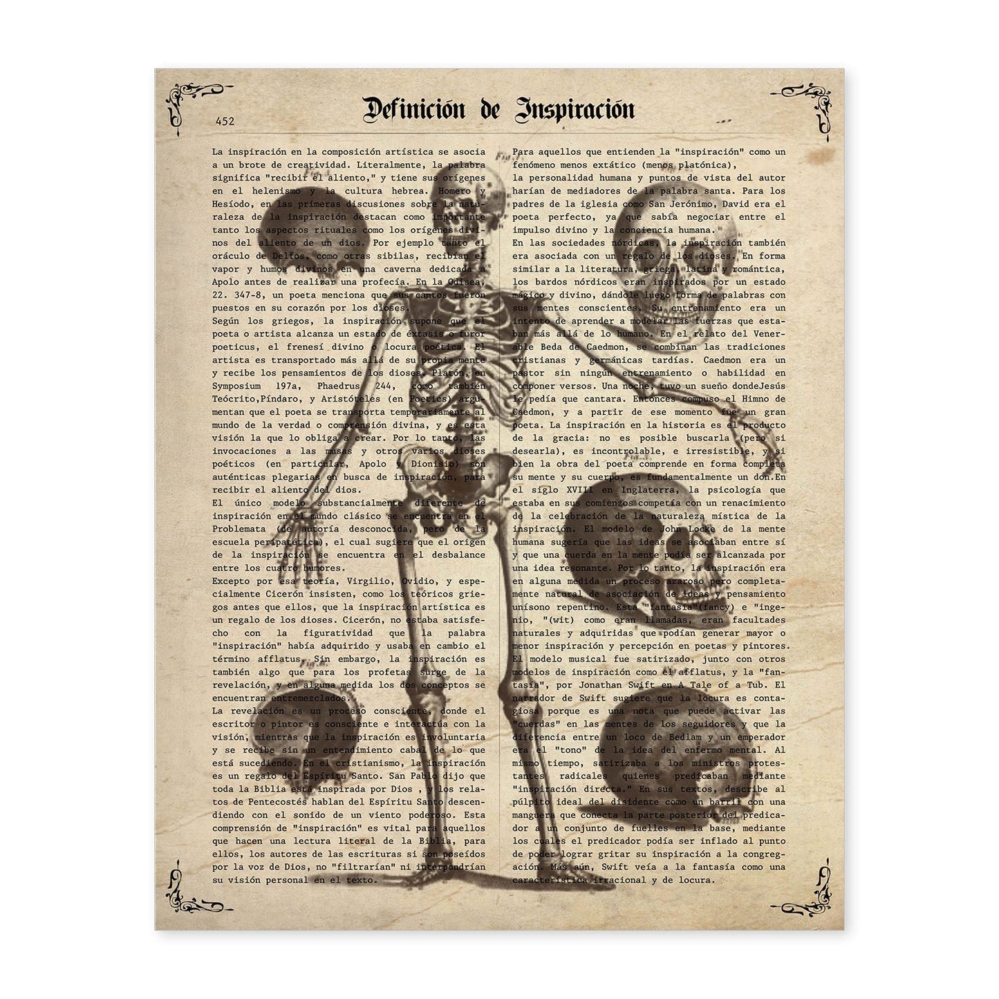 Poster de Esqueleto y partes. Láminas de calaveras. Decoración de hogar.-Artwork-Nacnic-A4-Sin marco-Nacnic Estudio SL