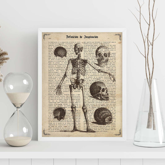 Poster de Esqueleto y partes. Láminas de calaveras. Decoración de hogar.-Artwork-Nacnic-Nacnic Estudio SL